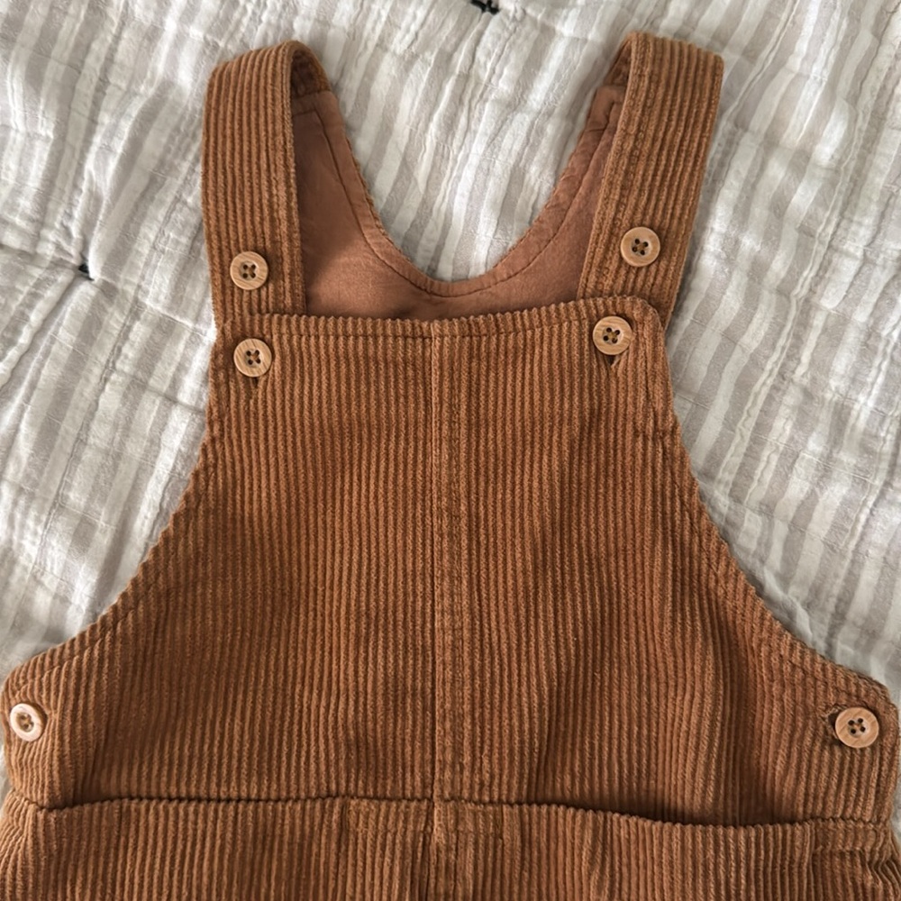 Tan Corduroy Overalls with Bib Front Design NWOT